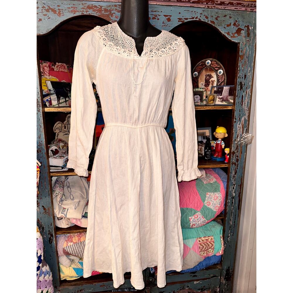 VINTAGE 70's COTTON GAUZE CROCHET GEORGE GEORGIU PALAT DRESS